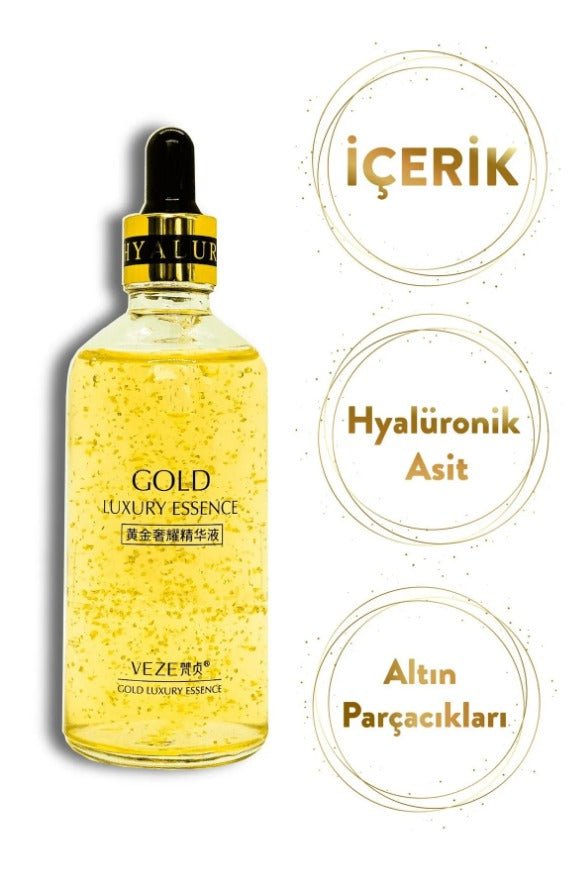 VEZE - 24k Gold Serum 100 (ml.) | Wonderbaarlijk Verhelderend | LUXURY GOLD ESSENCE | hydraterend en herstellend | Voor alle Huidtypes