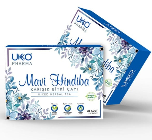 Ukko Pharma Mavi Hindiba - Blauwe Cichorei Kruidenthee | Natuurlijke Detox & Balans Thee | Halal | 30 Zakjes