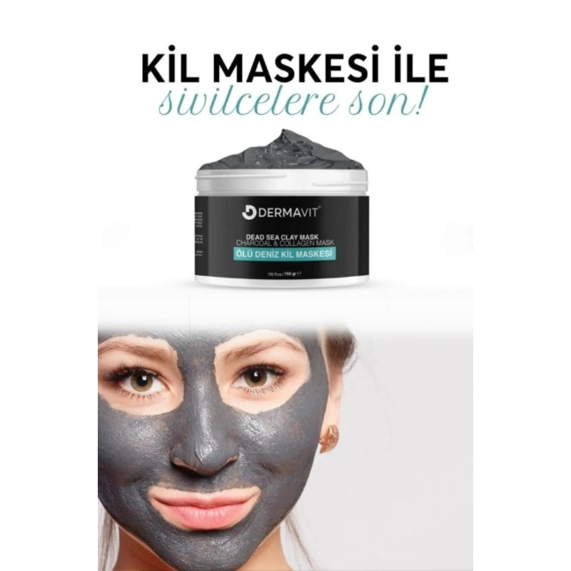 Dermavit - Dead Sea Clay Mask 150 (ml.) | Dode Zee Klei Masker - Collageen Anti-Mee-eter Zuivert Dode Huid
