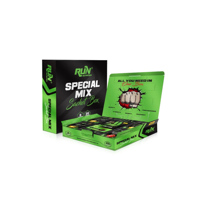 Run Nutrition - Special mix Sachets box 28 servings | 8 Whey Protein Sachets - 20 Aminozuur Sachets