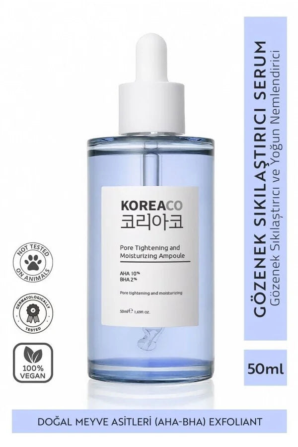 Koreaco - Pore Tightening And Moisturizing Ampoule 50 (ml.) | AHA & BHA Revitaliserende & Poriënverstrakking & Hydratatie