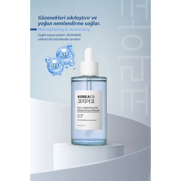 Koreaco - Pore Tightening And Moisturizing Ampoule 50 (ml.) | AHA & BHA Revitaliserende & Poriënverstrakking & Hydratatie