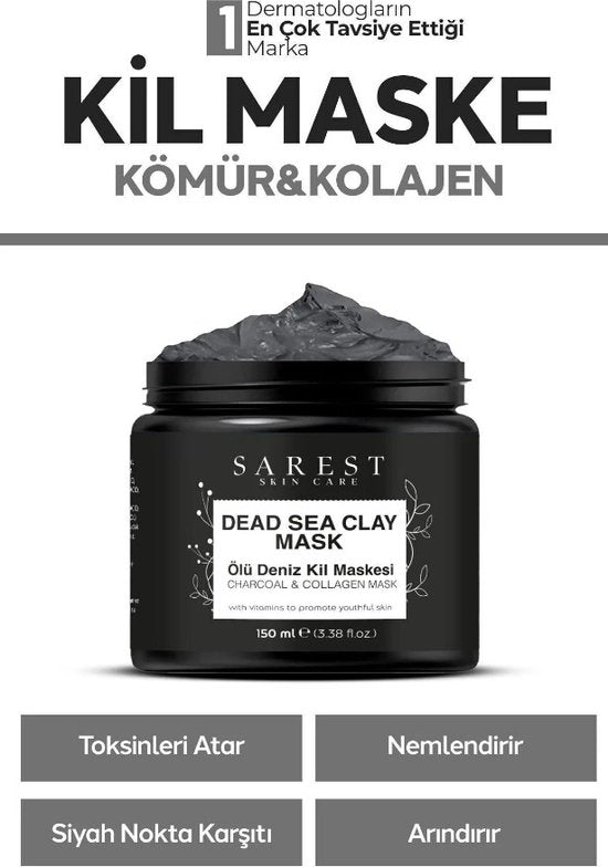 Dead sea clay mask - Charcoal & Collagen mask 150 ml(.) | Met vitamines & mineralen