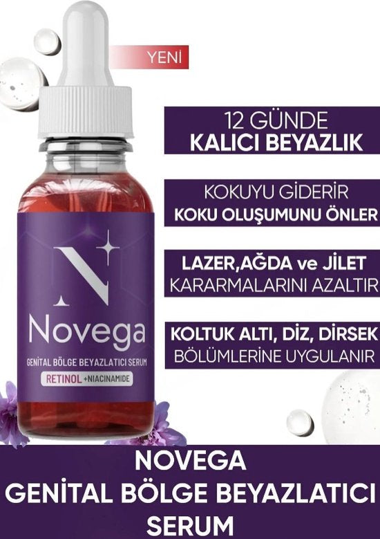 Novega - Genital area bleker 30 (ml.) | Anaalbleek middel - vaginale bleekmiddel Serum | met retinol + collageen + niacinamide