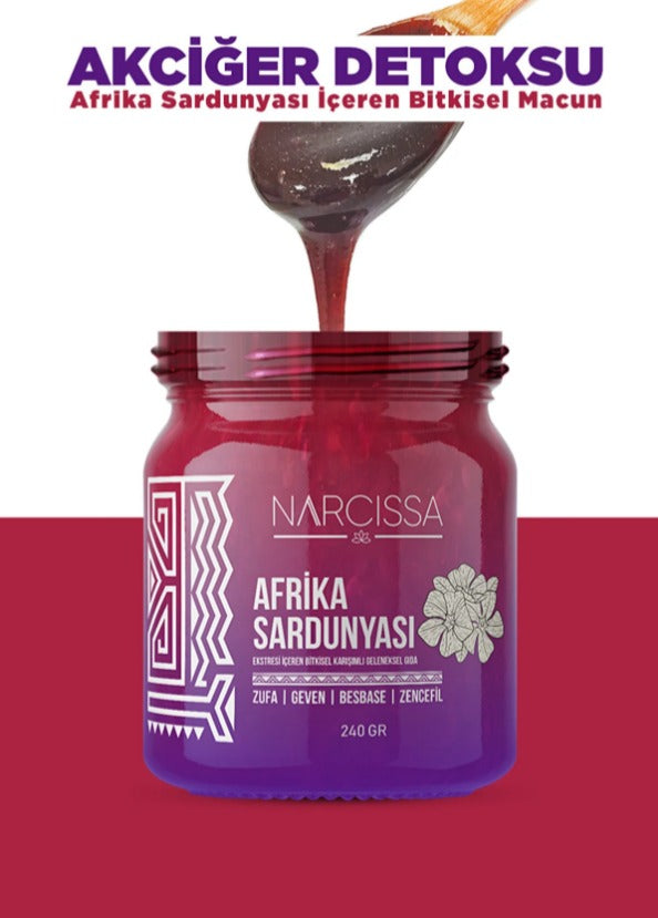 Narcissa - Afrika Sardunyasi Longen-DETOX | African Ginseng | Afrikaanse wonderkruid-Pasta | Voor verstopte hoest-keelpijn-vitamine c boost - Natuurlijke oplossing voor hoestklachten - Natuurlijke vervanger van hoestdrank | HALAL — 1 stuk