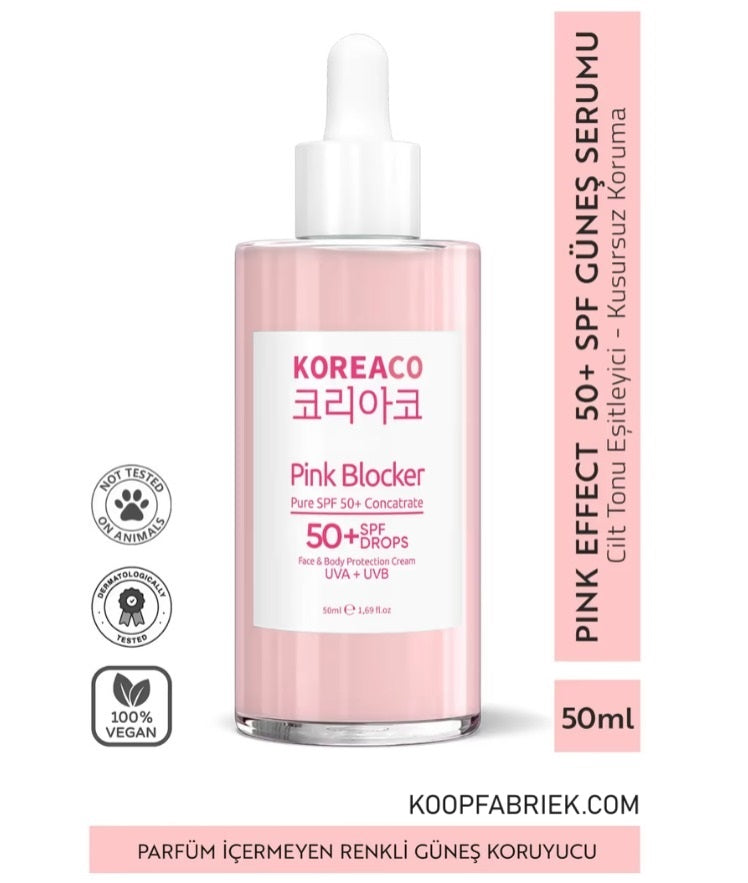 Koreaco - Pink Blocker 50 (ml.) | Zonneserum met Hoge UVB+UVA-bescherming