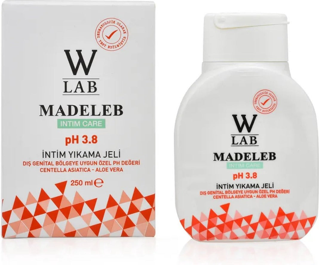 W-Lab Madeleb Intieme Wasgel - Tegen Vaginale Geurtjes & Kwalen - Met Centella Voor Verstrakkend Effect - Geeft frisheid en Geeft Lekkere Geur Af Tot 48u lang - 250ML