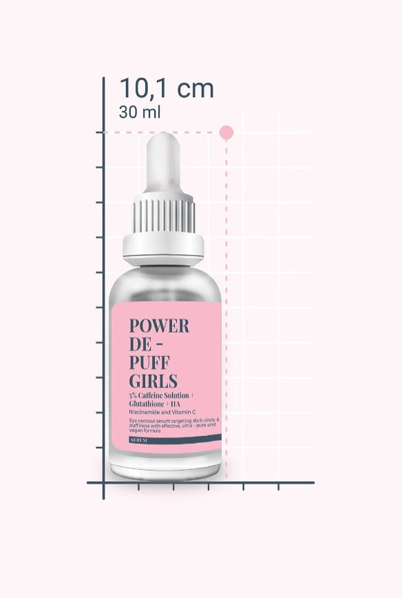 SHE VEC - Power De Puff Girls 30 (ml.) | Eye Contour Serum | Formule met krachtig antioxidantencomplex | 5% Cafeïne Oplossing + Glutathion + HA