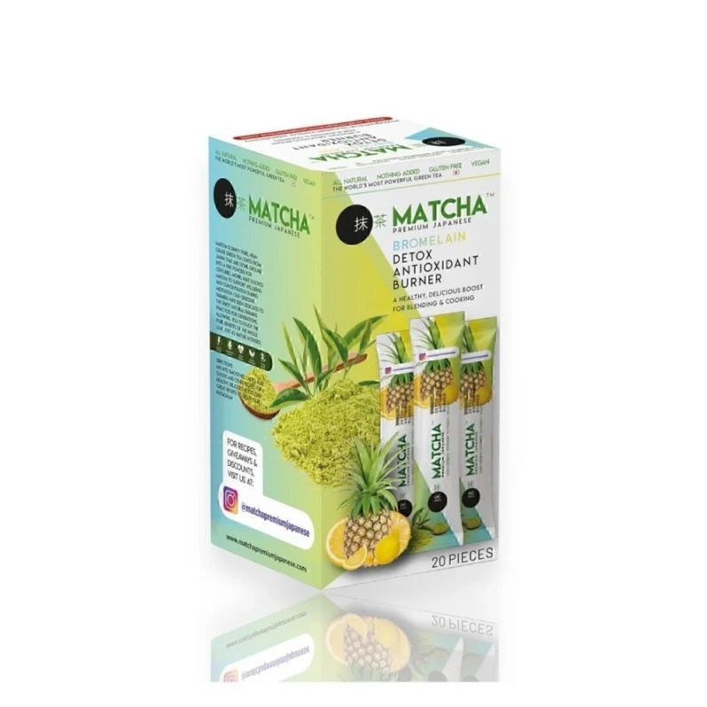 Premium Japanse Matcha & Bromelaïne - 20 x 8g Zakjes met Citroensmaak | Detox & Energie Boost | Hoogwaardige Kwaliteit