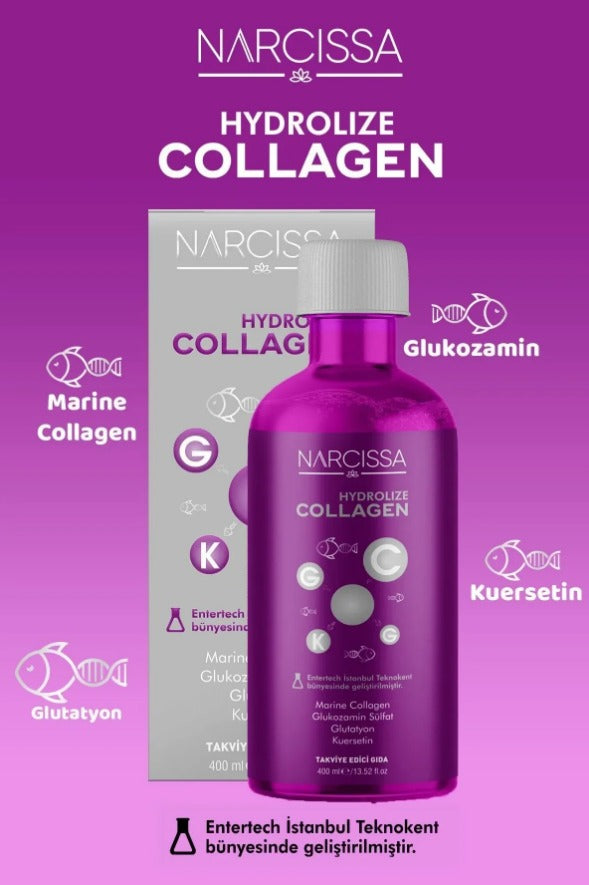 Narcissa - Collageen (Kolajen) 400 (ml.) | Krijg een strakke huid | Helpt bij verzorgen van Gewrichten | Anti Aging Effect | Helpt bij elasticiteit van je huid