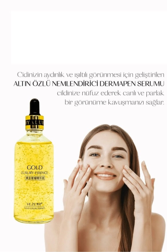 VEZE - 24k Gold Serum 100 (ml.) | Wonderbaarlijk Verhelderend | LUXURY GOLD ESSENCE | hydraterend en herstellend | Voor alle Huidtypes
