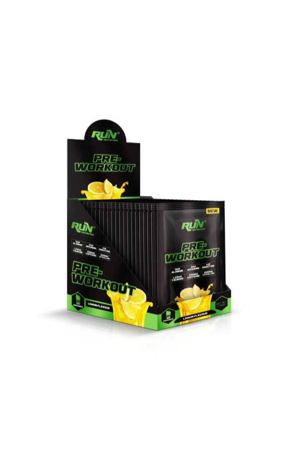 Run Nutrition - Pre-Workout 21 sachets 210 (gr.) | Citroensmaak - Wegwerpverpakkingen