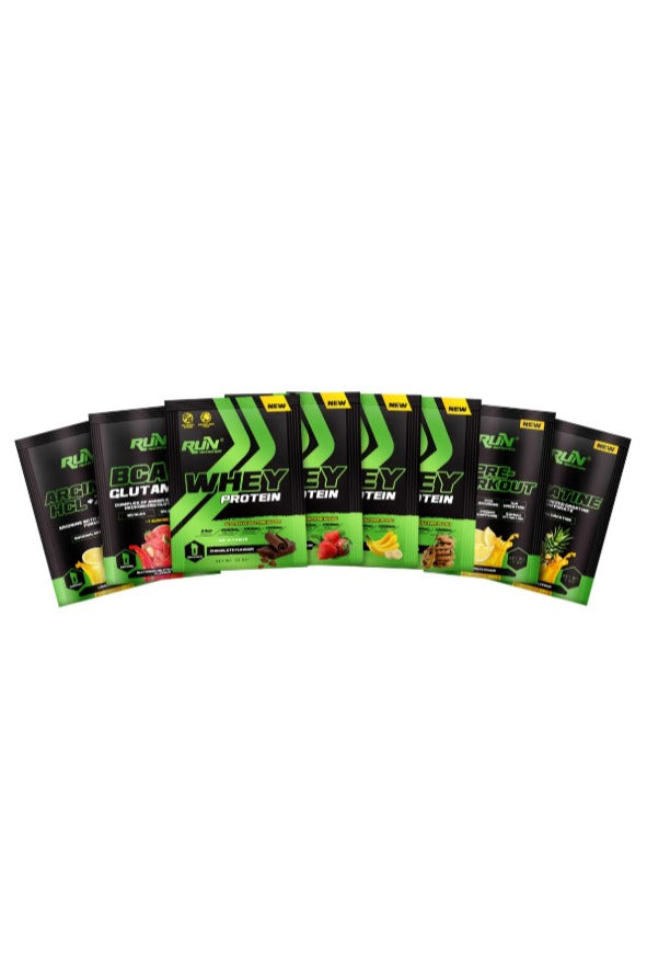 Run Nutrition - Special mix Sachets box 28 servings | 8 Whey Protein Sachets - 20 Aminozuur Sachets