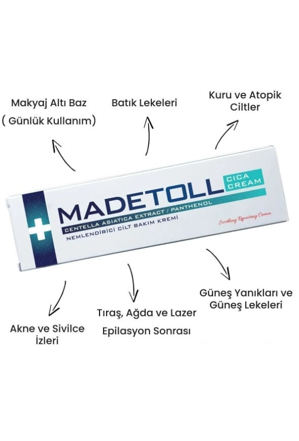 Madetoll - Centella Asiatica Wondercreme- Tegen Pigmentatie - Herstellend en verstrakkend - Helpt tegen Acne & Puisten & behandeling van een geïrriteerde huid - 30G - 1 Tube - Gewild product uit Turkije - Influencers Product