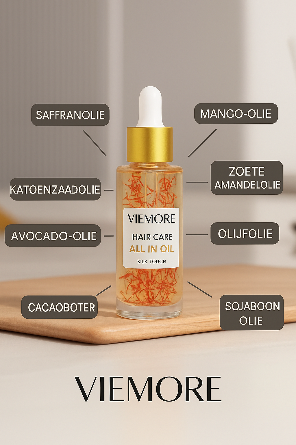 Viemore Wonderbaar Haarserum met 8 Kruidenoliën 50ml - Tegen Haaruitval, Snelle Haargroei & Hittebescherming