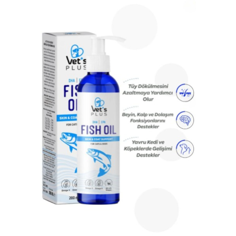 Vets Plus Visolie 200ml - Omega 3 & 6 voor Gezonde Huid, Vacht en Tanden voor Katten & Honden