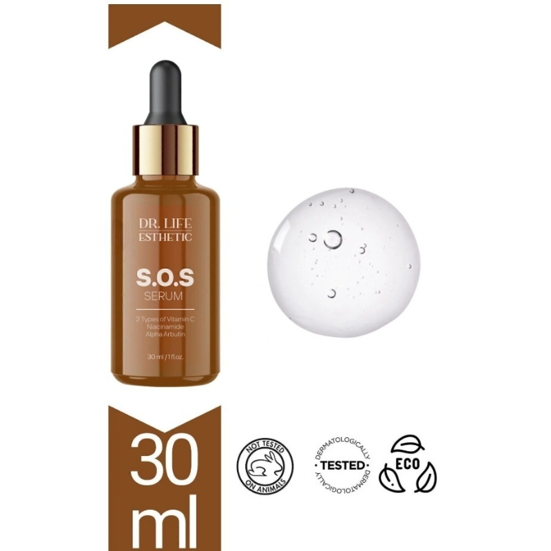 DR LIFE S.O.S Serum - Vitamine C & Arbutine | Anti-Vlekken, Acne & Huidbarrière Herstel | 30 ml