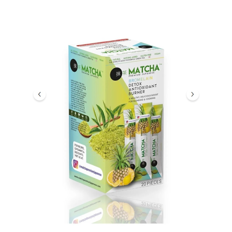 Matcha -  Premium Japanse Matcha & Bromelaïne |  Met Citroensmaak - Detox 20 x 8 (gr.) zakjes