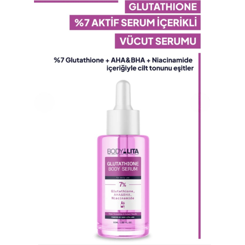 Bodylita Glutathion Serum 50 ml | Egaliserend & Verhelderend Serum met AHA, BHA en Niacinamide