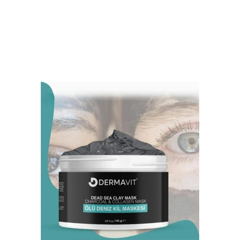 Dermavit - Dead Sea Clay Mask 150 (ml.) | Dode Zee Klei Masker - Collageen Anti-Mee-eter Zuivert Dode Huid