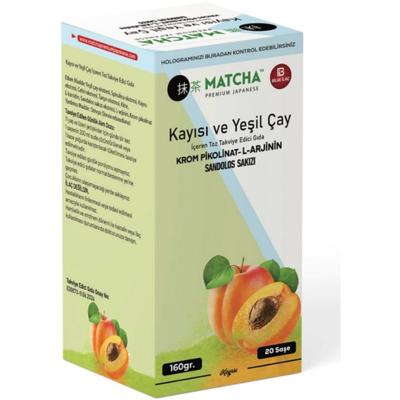 Premium Japanse Matcha Abrikoos 20 x 8g - Met Natuurlijke Abrikozensmaak | Detox & Energie Boost | Hoogwaardige Kwaliteit