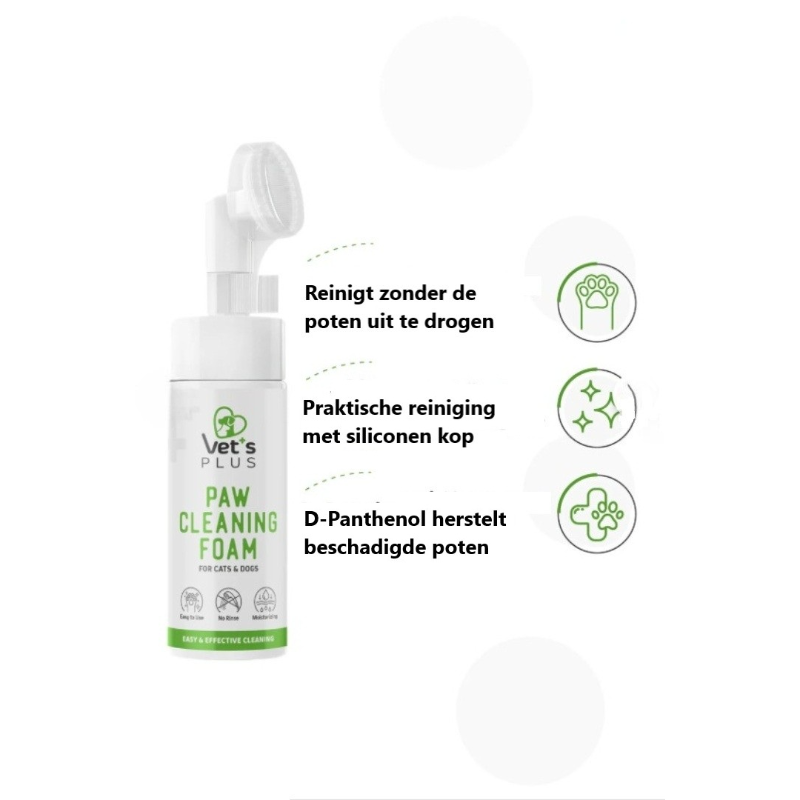 Vet's Plus Pootreinigingsschuim 150ml - Aloë Vera voor Katten & Honden