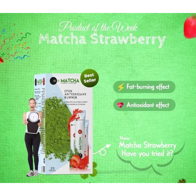 Matcha - Premium Japanse Matcha 20 x 8 (gr.) | Met Aardbeiensmaak - Detox