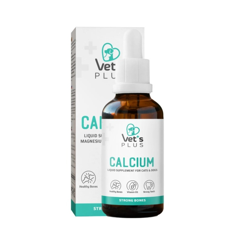 Vets Plus - Calcium Druppels 50 (ml.) | Calcium Ondersteuning voor Katten en Honden - Vloeibaar supplement met magnesium