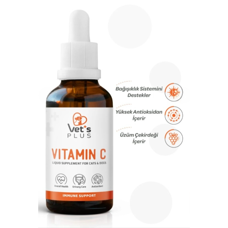 Vets Plus - Vitamin C Druppels 50 (ml.) | Ondersteunt het immuunsysteem - 100% vrij van kunstmatige toevoegingen