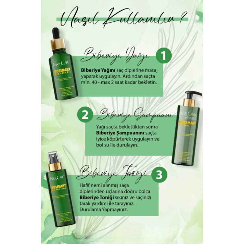 NatuCare - Rozemarijn Haarverzorgingsset | Shampoo, Hair Tonic & Hair Oil met Puur Rozemarijnwater