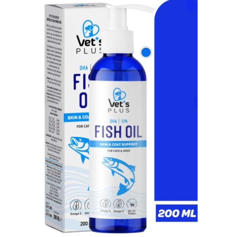 Vets Plus Visolie 200ml - Omega 3 & 6 voor Gezonde Huid, Vacht en Tanden voor Katten & Honden