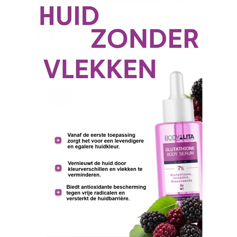 Bodylita Glutathion Serum 50 ml | Egaliserend & Verhelderend Serum met AHA, BHA en Niacinamide