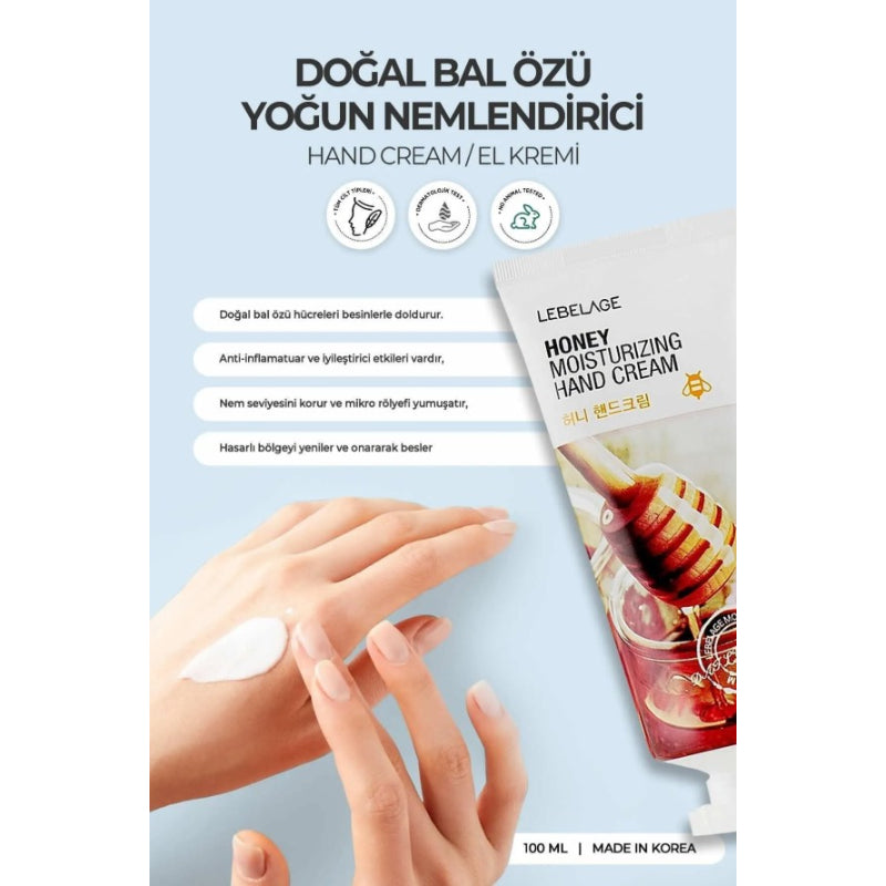 LEBELAGE -  Handcrème met Honingextract 100 (ml.) | Honing Handcrème voor Droogheid