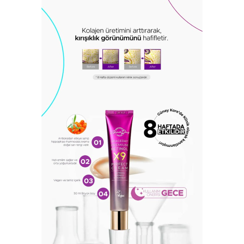 Grace Day - Premium Retinol X9 50 (ml.) | Anti-Smet, Verhelderende & Hydraterende Perfect Cream - Vegan Anti-Aging